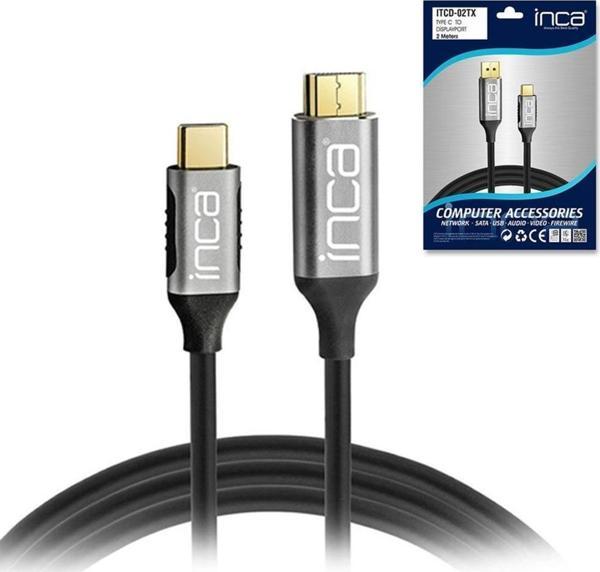 Inca ITCD-02TX Type-C to Display Port Altın Uçlu 4K Kablo 2 mt - Image 1