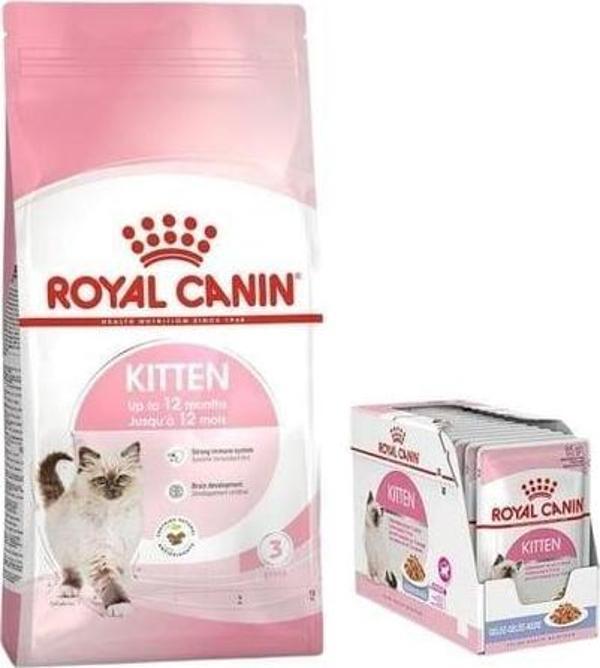 Royal Canin Kitten Yavru Kedi Maması 10 Kg, Kitten Gravy Yaş Mama x 12 Adet - Image 1