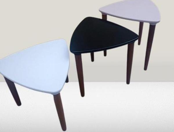 Zigon Sehpa MODEL 90517 Konik Ayak Üçgen Tabla Üç Renk Kutuda Sevk El Yapım - Image 1