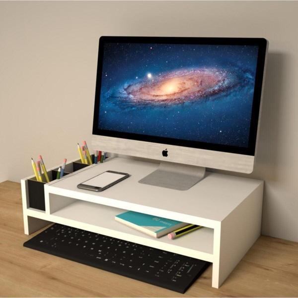 Emkawood Sally Beyaz Monitör Yükseltlci Laptop Standı - Image 1