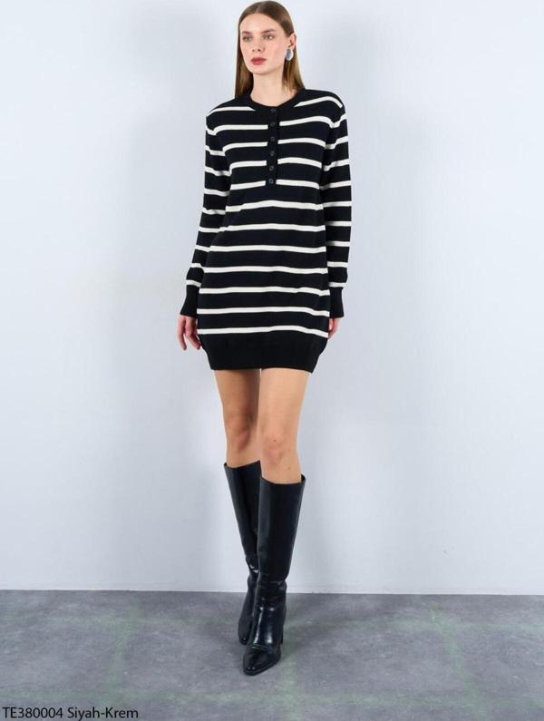 De Pose Kadın Çizgili Uzun Kol Triko Yumuşak Dokulu - Image 1