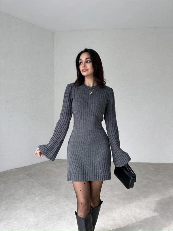 De Pose Kadın Mini Fitilli Kışlık Triko Elbise - Image 1