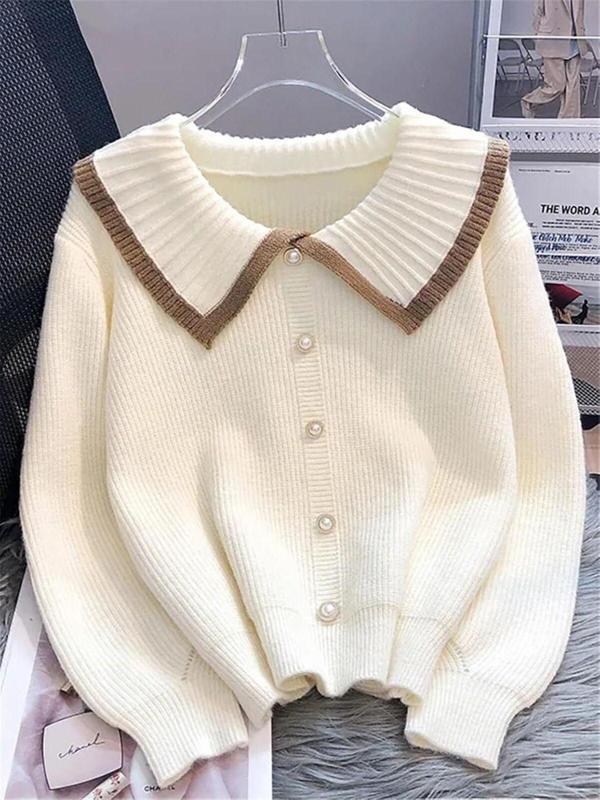 De Pose Yumuşak Dokulu Düğme Detaylı Triko Kazak Krem - Image 1