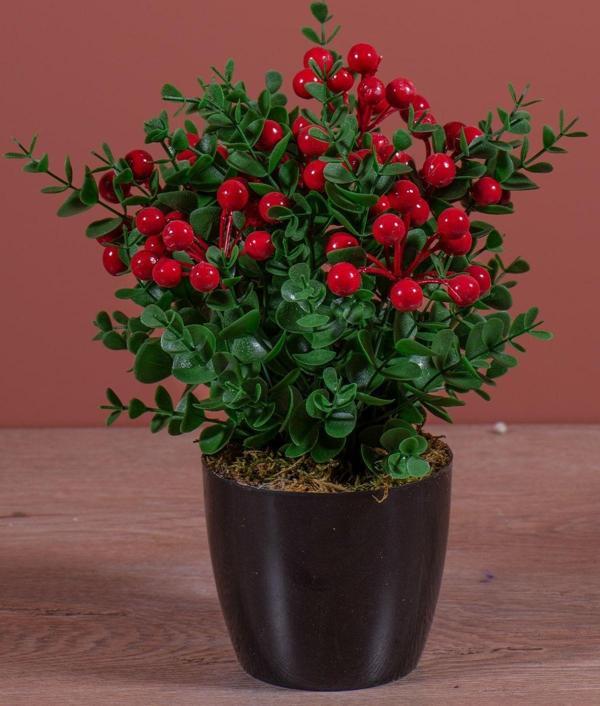 Yapay Çiçekçiniz Siyah Saksıda Yapay Kokina Ağacı - Image 1