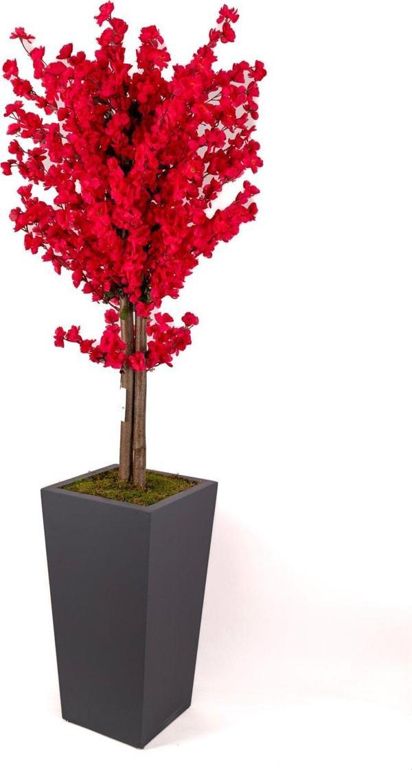Yapay Çiçekçiniz Ahşap Saksıda 160 Cm Yapay Bahardalı Ağacı - Image 1