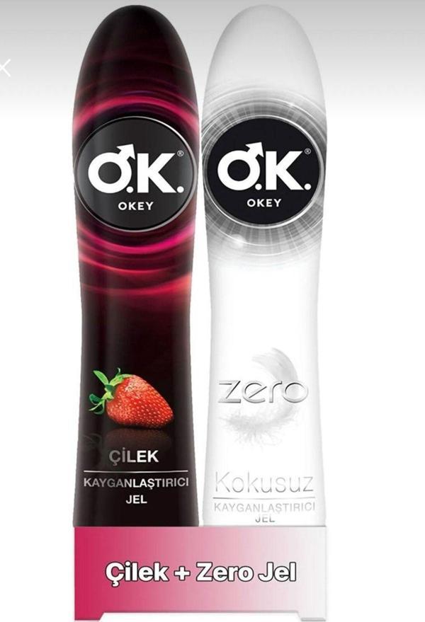Okey O.K Kayganlaştırıcı Jel Çilek 100 Ml + O.K Kayganlaştırıcı Jel Zero 100 Ml - Image 1