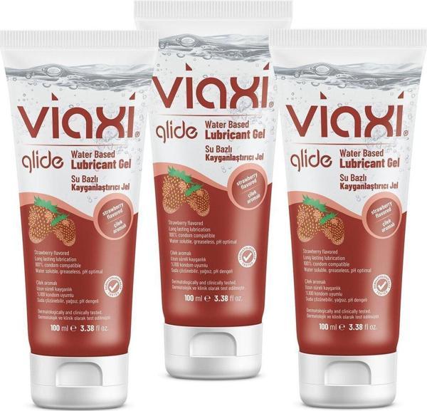 Viaxi Glide Çilek Aromalı Çilekli Kayganlaştırıcı Jel 100 Ml (3 Adet) - Image 1
