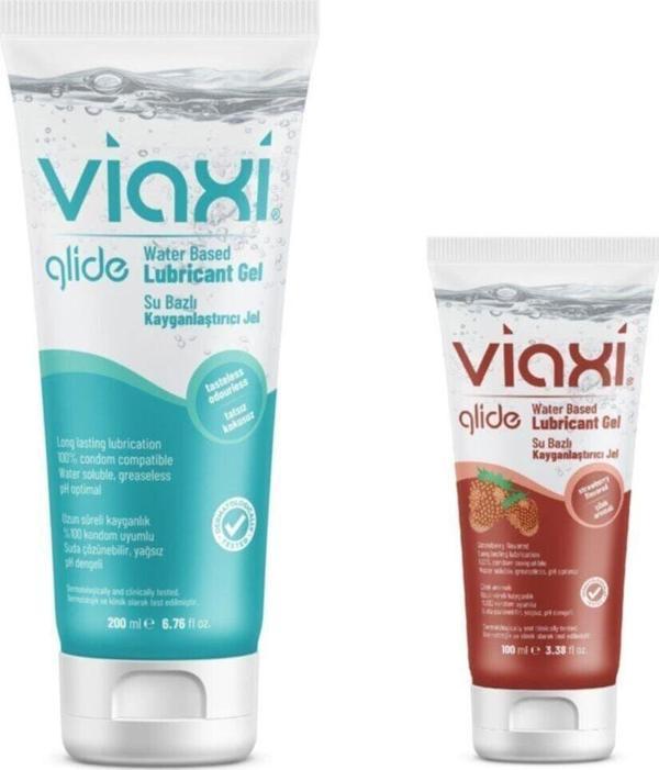 Viaxi Glide Lubricant Gel Naturel 200 Ml Çilek Aromalı Su Bazlı Kayganlaştırıcı Jel 100 Ml - Image 1