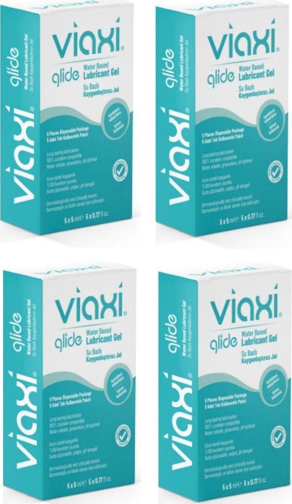 Viaxi Su Bazlı  Renksiz Ve Kokusuz Kayganlaştırıcı Jel 5X5 Ml X4 Adet - Image 1