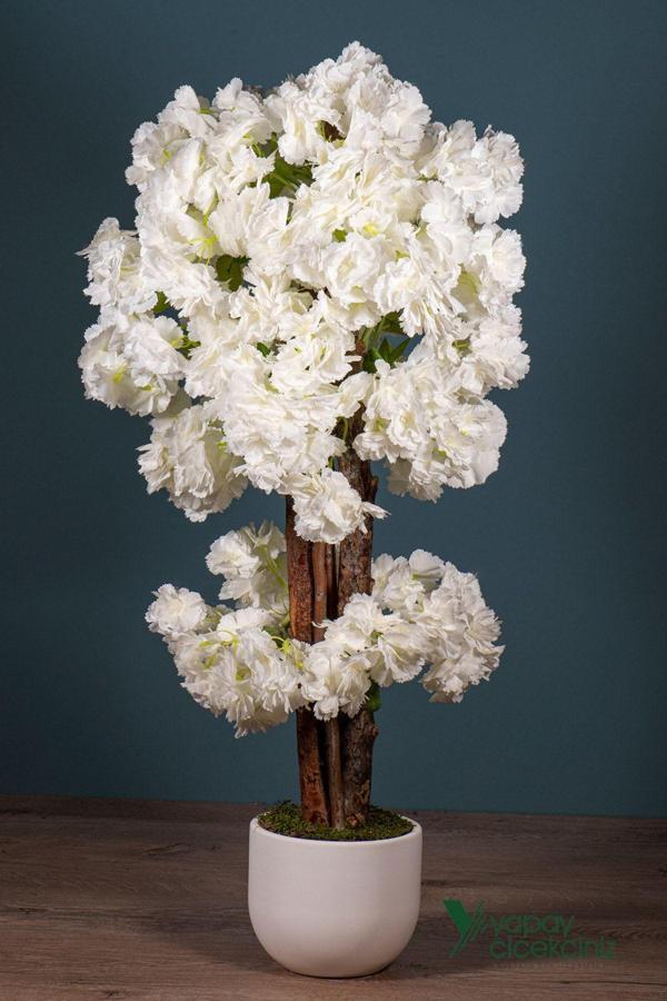 Yapay Çiçekçiniz Beyaz Saksıda 100 Cm Luks Bahar Dalı Ağacı - Image 1