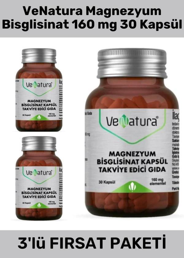 Venatura Magnezyum Bisglisinat 160 Mg 30 Kapsül - 3 Adet - Image 1