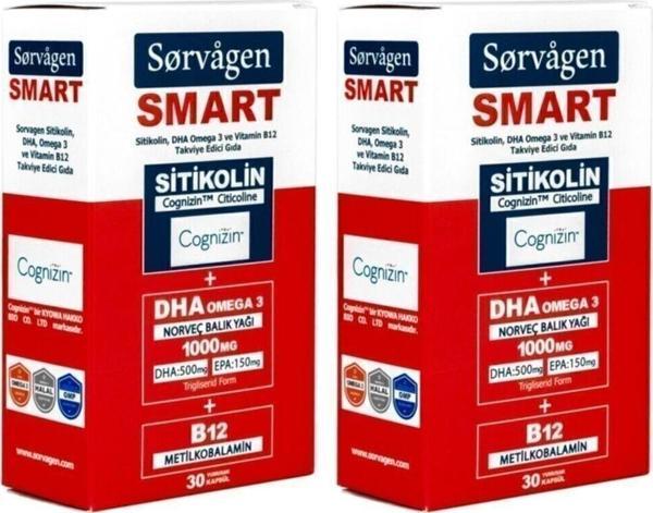 Sorvagen Smart Sitikolin, Dha Omega 3 Ve B12 (30 Kapsül) - 2 Adet - Image 1