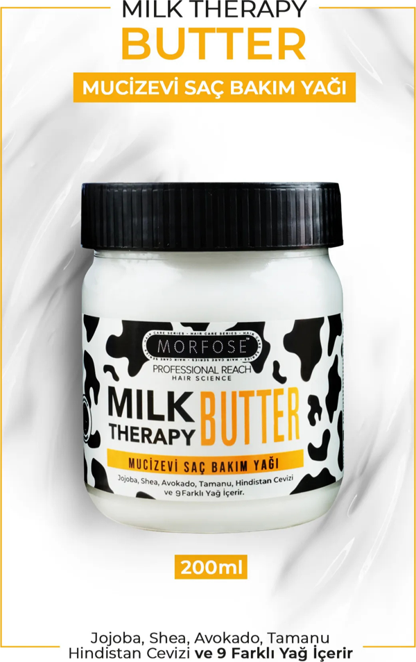 Morfose Milk Therapy Butter Oil Onarıcı Besleyici Mucizevi Saç Bakım Yağı 200 ml Saç Dökülmesi Önleyici - Image 1
