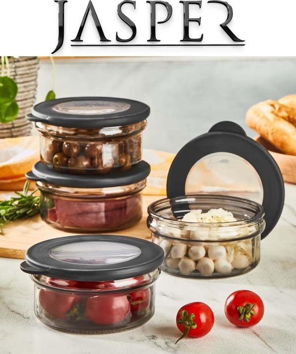 Jasper JPR-0105 Çok Amaçlı 415ml 4 Adet Cam Saklama Kabı Saklama Seti - Image 1