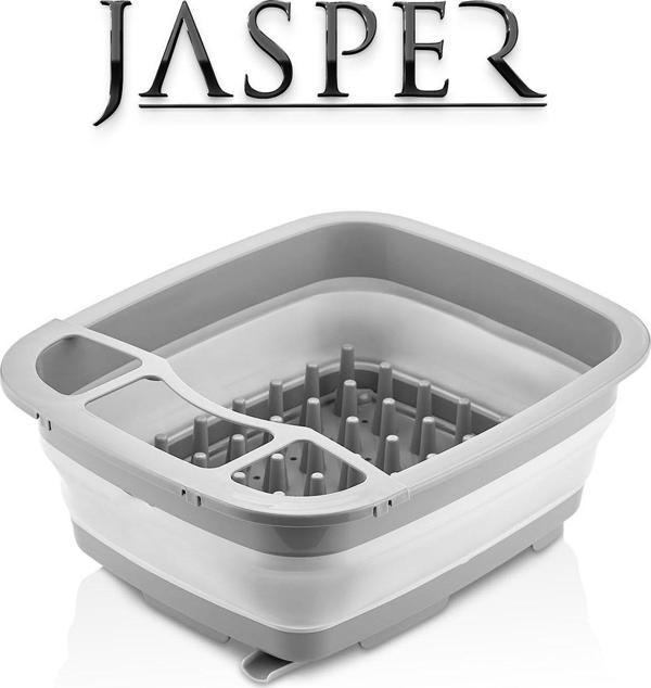 Jasper JPR-00109 Açık Gri 9 LT Katlanabilir Su Tahliyeli Çok Amaçlı Akordiyon Tabaklık Bulaşıklık - Image 1