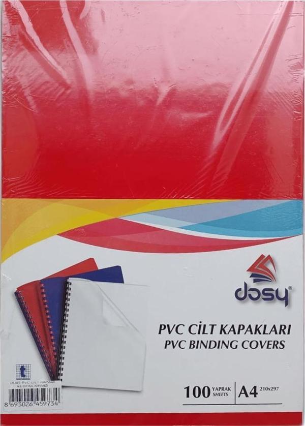Dosy Cilt Kapağı Plastik Opak A4 100 Lü Kırmızı (100 Lü Paket) - Image 1