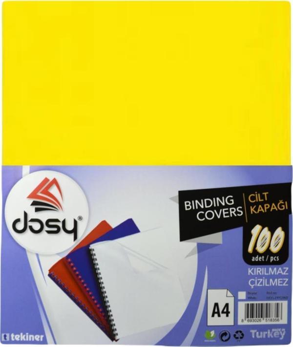 Dosy Cilt Kapağı Plastik Opak A4 Sarı 100 Lü (100 Lü Paket) - Image 1