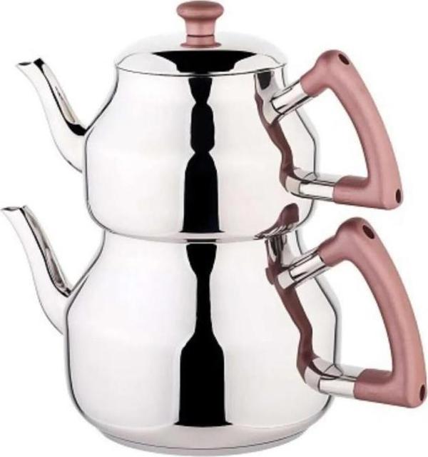 Özkent Marmaris Mega Boy 4,9 Lt Paslanmaz Çelik Çaydanlık Rosegold K316 - Image 1
