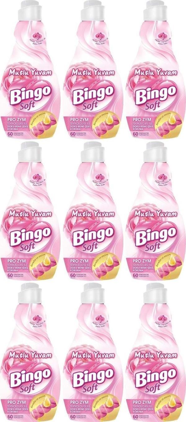 Bingo Soft Çamaşır Yumuşatıcı Konsantre 1440ML Mutlu Yuvam (9 Lu Set) - Image 1