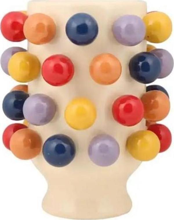 Evdema Vitale Seramik Puantiyeli Küçük Vazo 19*19*24 cm AK.KD0012 - Image 1