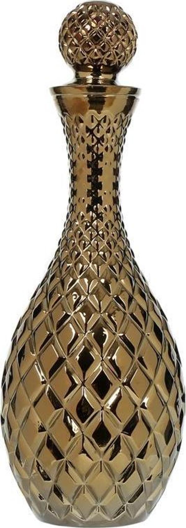 Vitale Koza Kapaklı Cam Karaf Altın Dekarasyon 14x36 cm AK.EVD0088 - Image 1