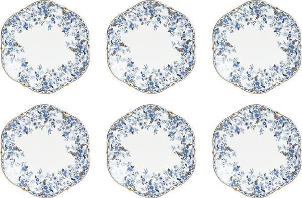 Lucky Art Clarice New Bone China Porselen Mavi Küçük Çiçek Desenli 6 lı Tabak Seti 27 cm LYFN 017 - Image 1