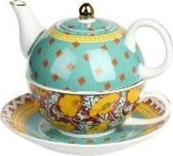 Lucky Art Eliana Bone China Desenli Porselen Tek Kişilik Demlik & Fincan Seti LYHD 596 - Image 1