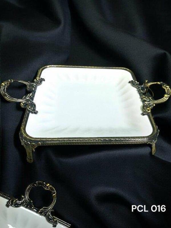Royking Elegance Kare Sunum Tabak Antique 36 CM PCL 016 - Image 1