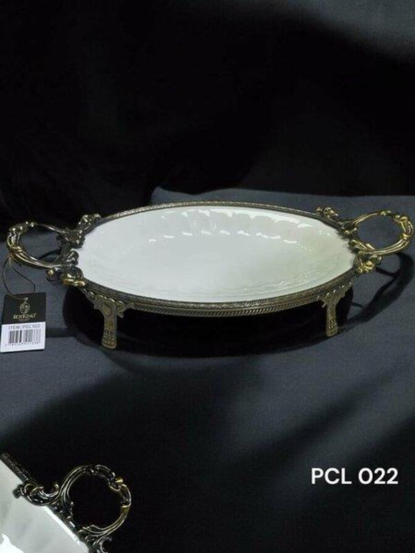 Royking Elegance Oval Sunum Tabak Antique 41 Cm PCL 022 - Image 1