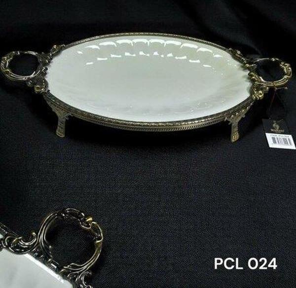 Royking Elegance Oval Sunum Tabak Antique 46 Cm PCL 024 - Image 1