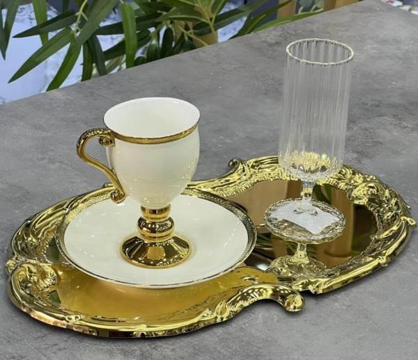 Royking Gold Kahve Sunum,Servis, Söz Nişan Tepsisi 30x19 cm EYP 009 - Image 1