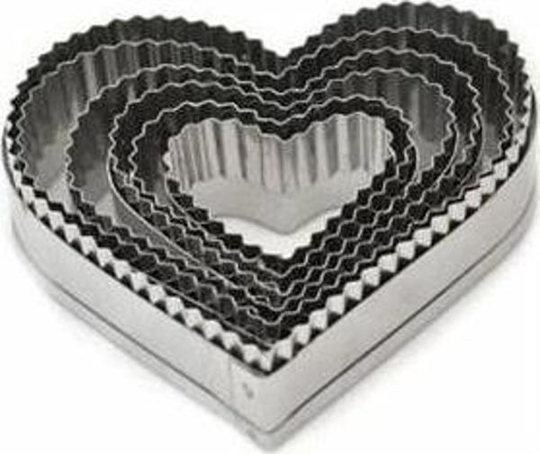 6 lı Tırtıklı Kalp Metal Kurabiye Kalıbı  - Image 1