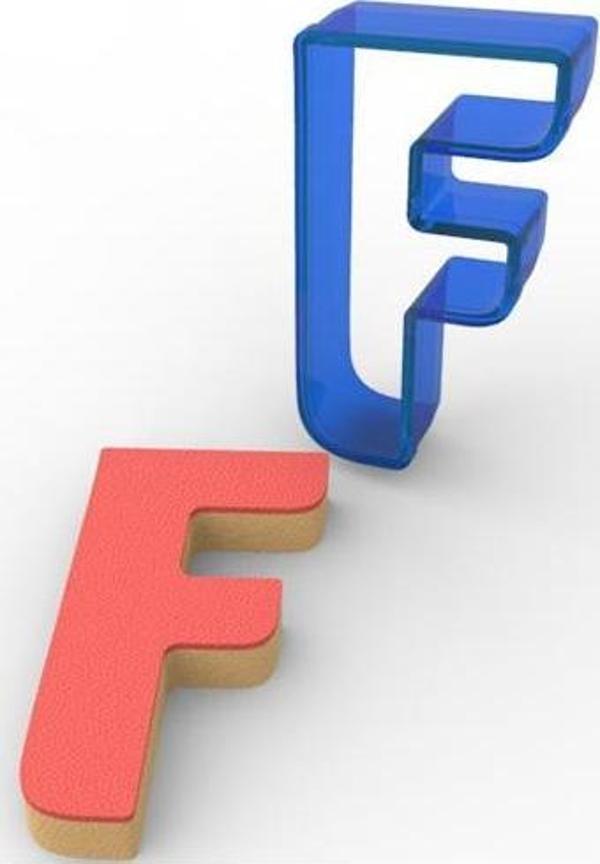 F harfi Polikarbon Kurabiye Kalıbı - Image 1