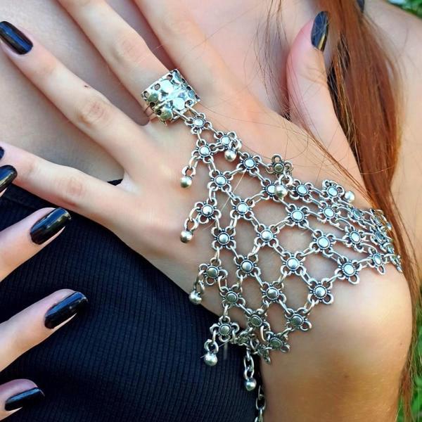 Üçgen Şekilli Kadın Şahmeran Gümüş Kaplama Ayarlanabilir El Yapımı Şahmeran - Image 1