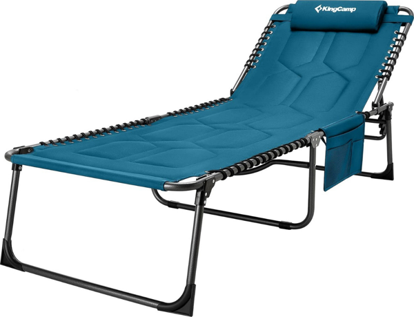 KingCamp Bavaria Cozy Premium 5 Kademeli Katlanır Şezlong Blue - Image 1