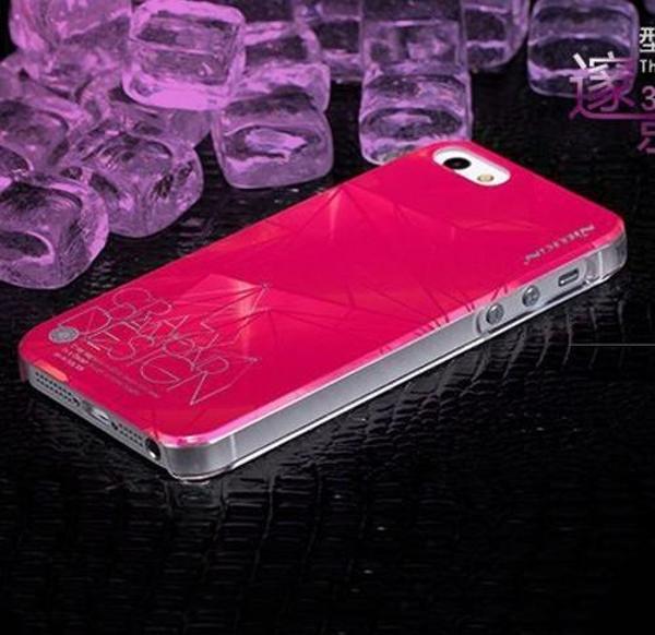 Apple iPhone SE/5S/5 Nillkin Marka Sert Kauçuk Kılıf (3D Shadow) - Koyu Pembe - Image 1