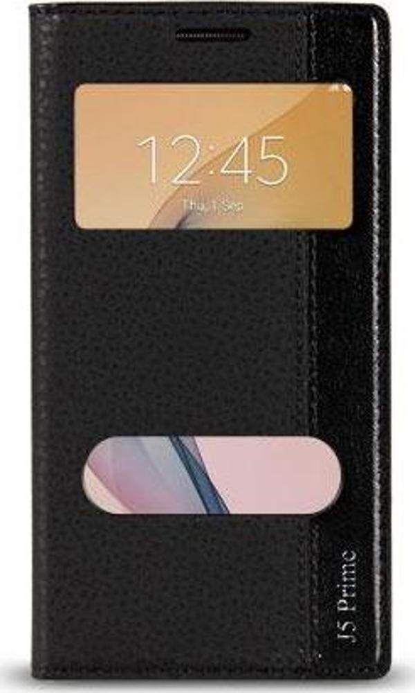 Samsung Galaxy J5 Prime (G570) Gizli Mıknatıslı Pencereli Magnum Kılıf Siyah - Image 1