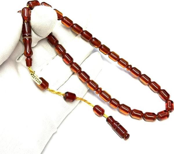 Zeyzun Usta İmzalı Çubuk Malzeme Kapsül Model Sistemli 7-10mm Ateş Kehribar Tesbih - Image 1