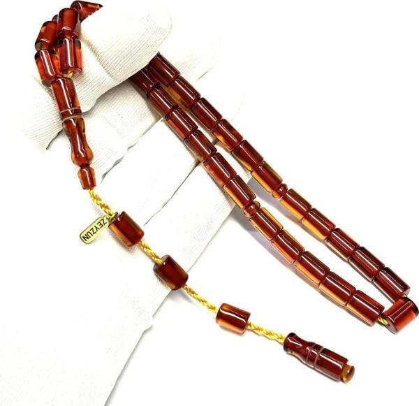 Zeyzun Usta İmzalı Çubuk Malzeme Kesme Model Sistemli 7-10mm Ateş Kehribar Tesbih - Image 1