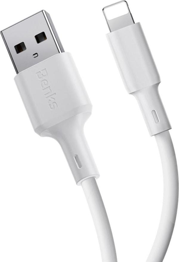 Benks iPhone Usb Şarj Kablosu D45 USB-A to Lightning Hızlı Şarj ve Data Kablo 1.2 Metre - Image 1