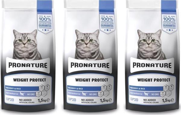 Pronature Hamsili ve Pirinçli Kısırlaştırılmış Yetişkin Kedi Maması 1,5Kg * 3 Adet - Image 1