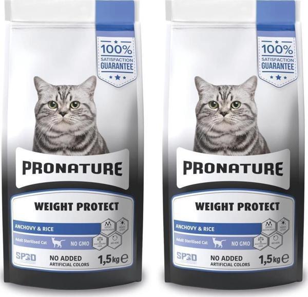 Pronature Hamsili ve Pirinçli Kısırlaştırılmış Yetişkin Kedi Maması 1,5Kg * 2 Adet - Image 1