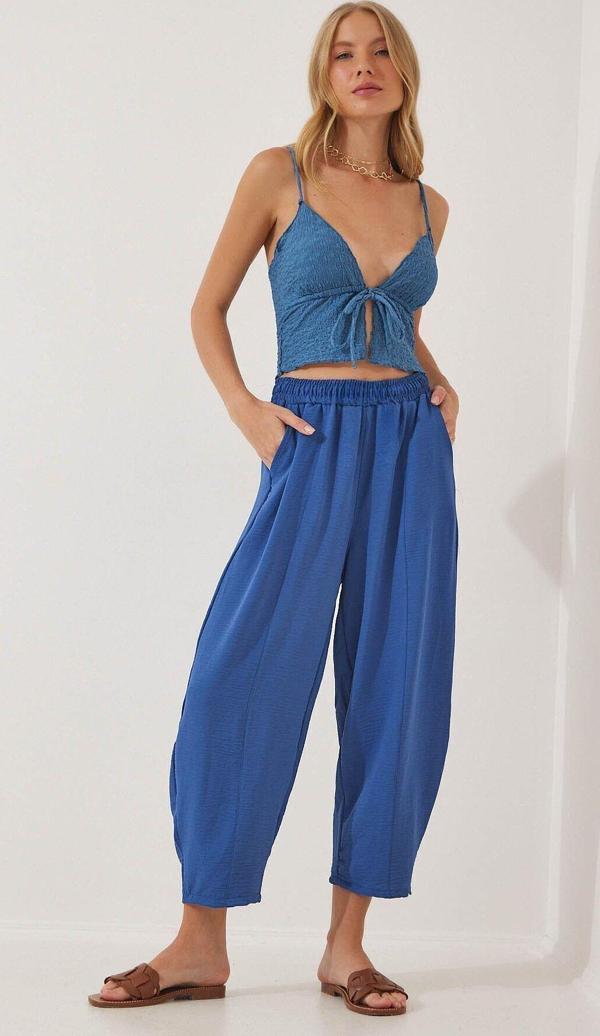 Kadın Beli Lastikli ayrobin Şalvar Pantolon - Image 1
