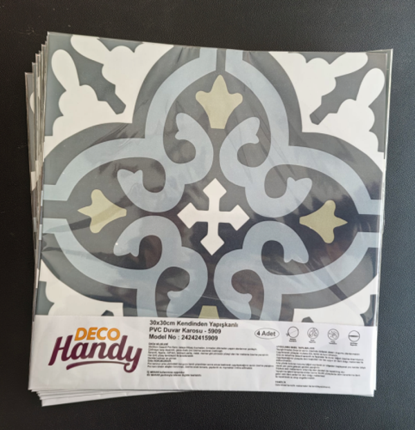 DecoHandy  Pvc Yer Karosu 30x30cm 4'lü Paket - Çini Desen  0,36m2 - Image 1