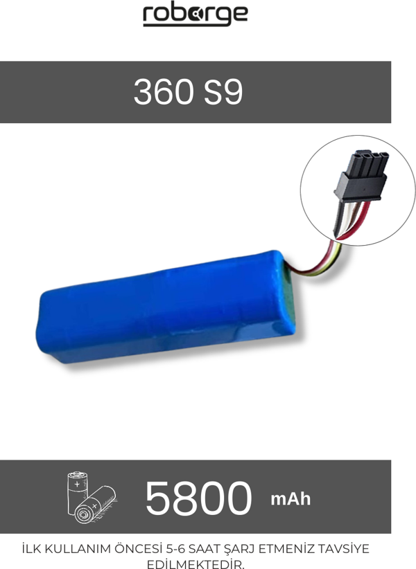 360 Vacuum Mop Cleaner S9 Robot Süpürge Uyumlu Batarya 5800 mAh - Muadil Ürün - Image 1