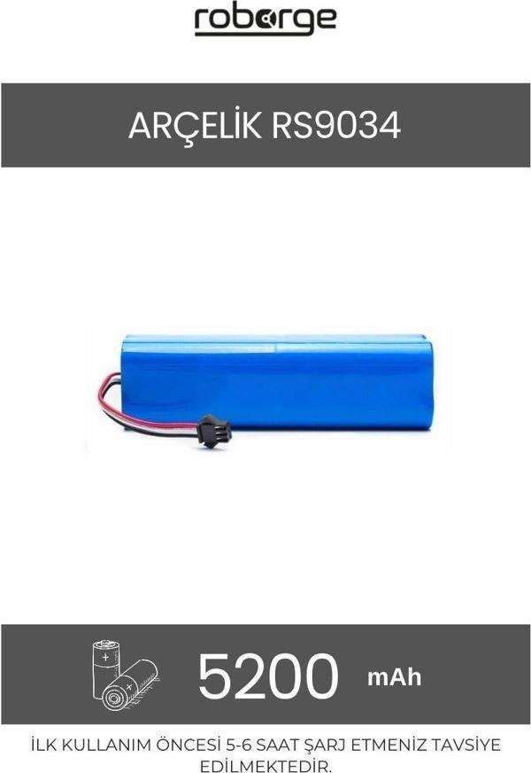 Roborge Arçelik RS9034 Robot Süpürge Uyumlu Batarya 5200 mAh - Muadil Ürün - Image 1