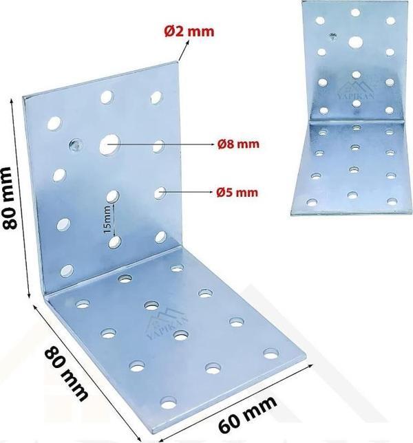Metal Gönye Köşe Bağlantısı 60x80x80 2mm - Image 1