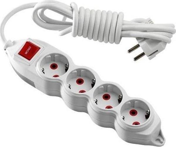 Mono 4 Lü Topraklı Anahtarlı 3 Metre Grup Priz - Image 1
