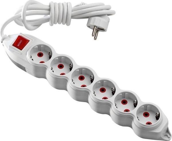 Mono 6 Lı Topraklı Anahtarlı 5 Metre Grup Priz - Image 1