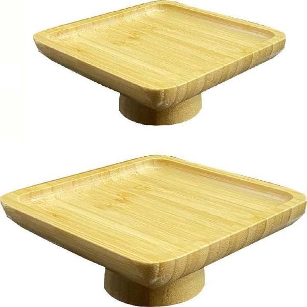 Bambu Ayaklı Servis Tabağı 15/17 CM Mini İkramlık Sunumluk - Image 1